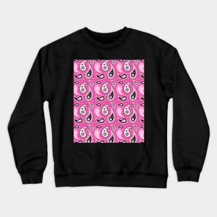 Pink Black Paisley Pattern Crewneck Sweatshirt